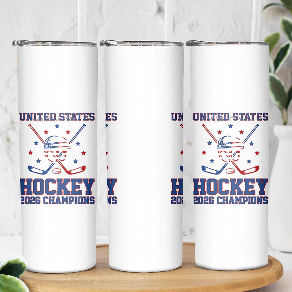 Hockey Champions 2026 Skinny Tumbler Patriotic Ice Hockey Fan