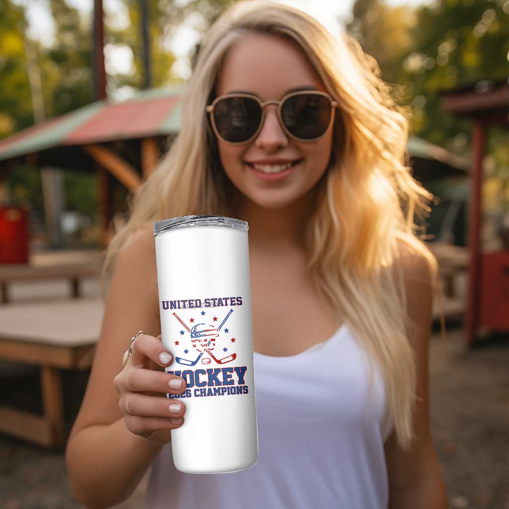 Hockey Champions 2026 Skinny Tumbler Patriotic Ice Hockey Fan