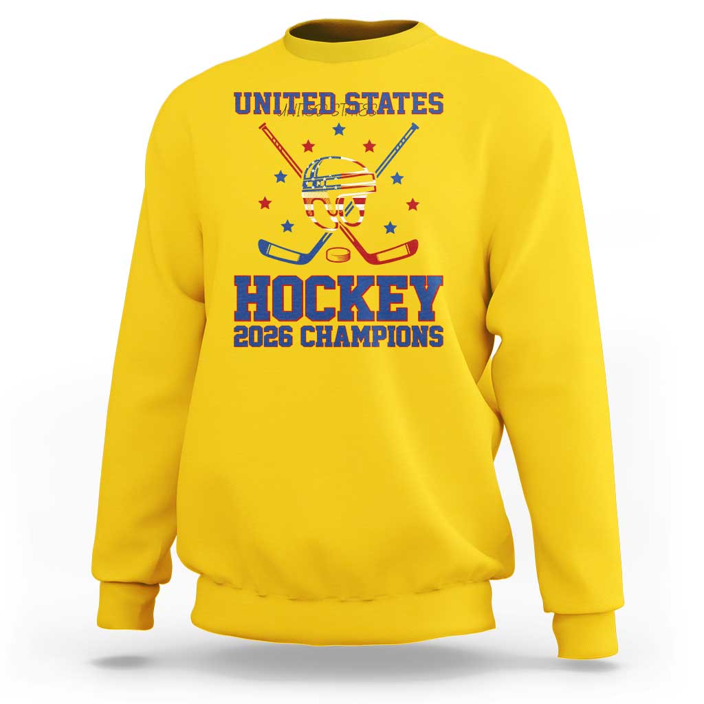 Hockey Champions 2026 Sweatshirt Patriotic Ice Hockey Fan