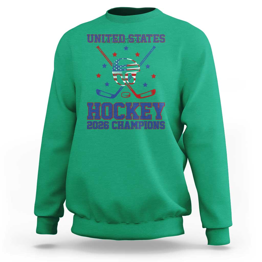 Hockey Champions 2026 Sweatshirt Patriotic Ice Hockey Fan