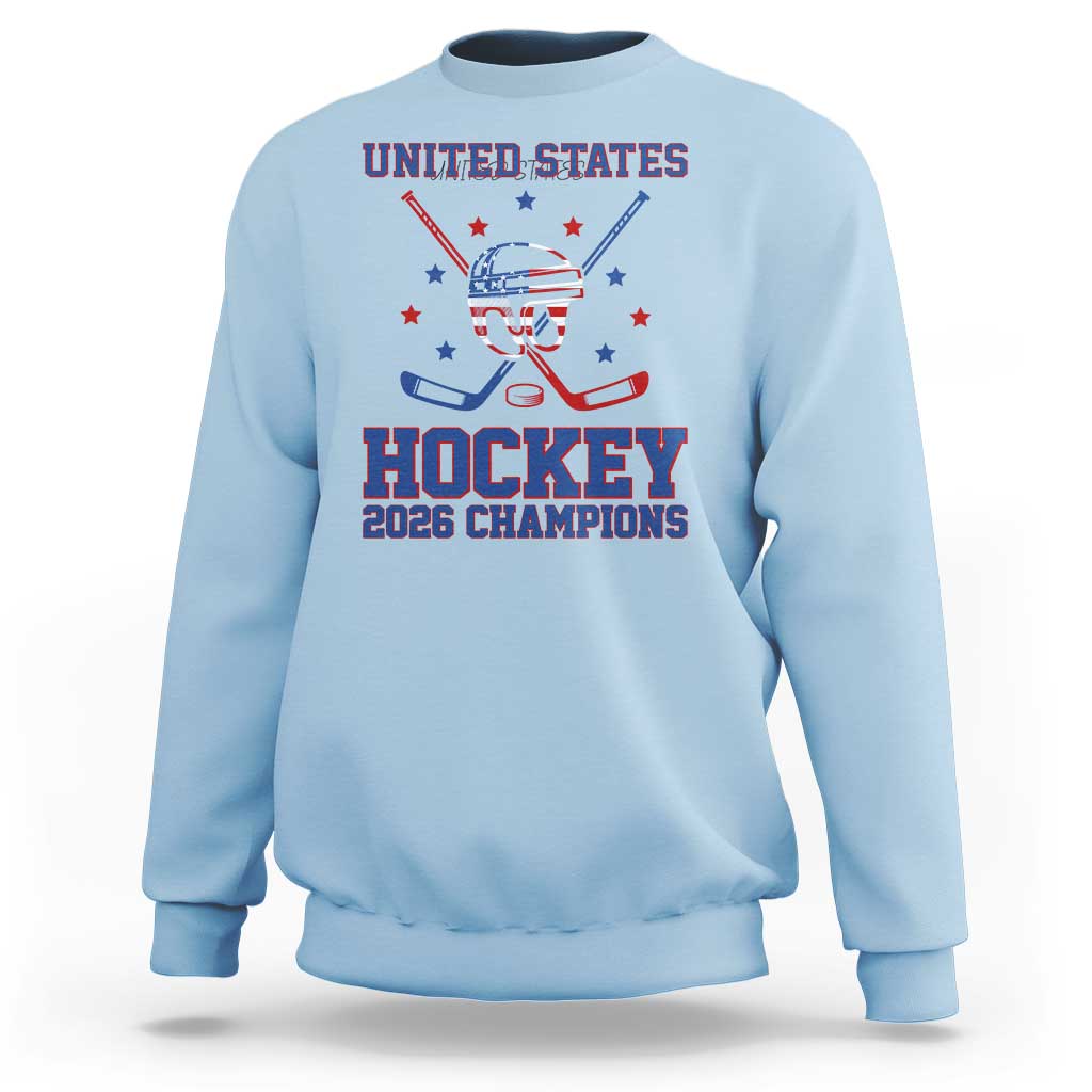 Hockey Champions 2026 Sweatshirt Patriotic Ice Hockey Fan