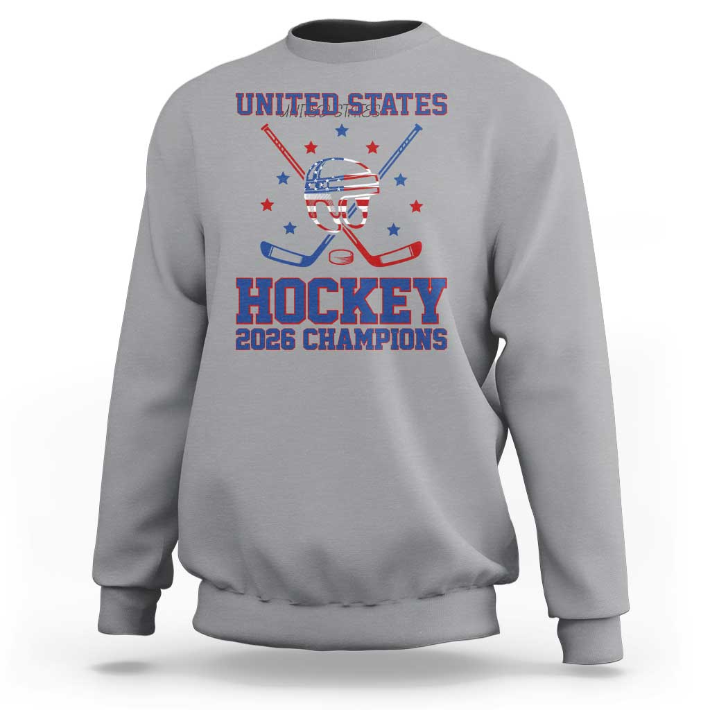Hockey Champions 2026 Sweatshirt Patriotic Ice Hockey Fan