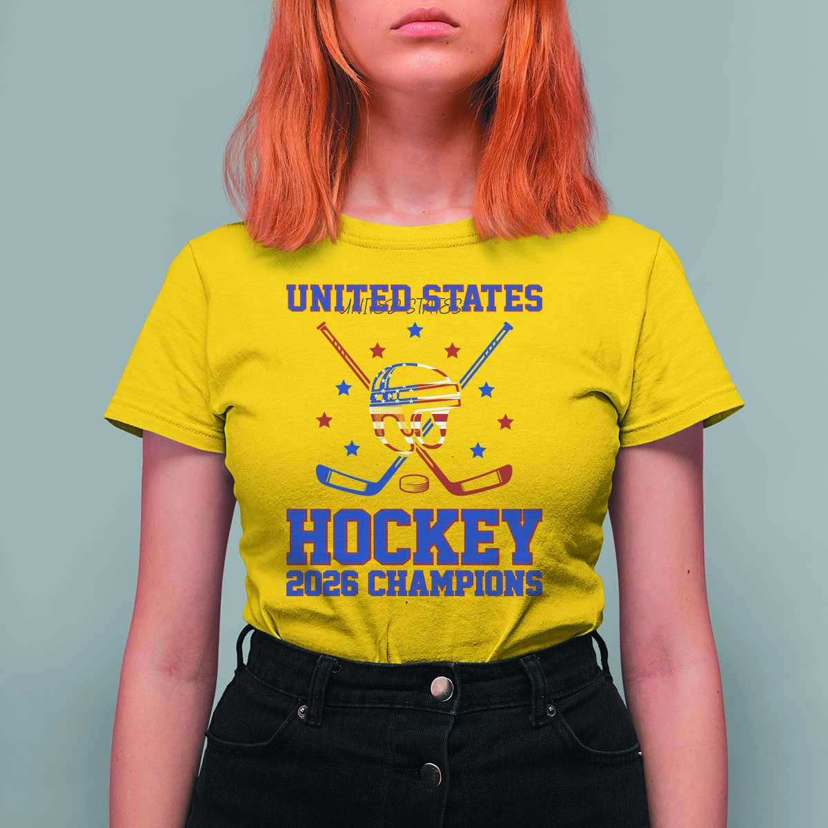 Hockey Champions 2026 T Shirt For Women Patriotic Ice Hockey Fan