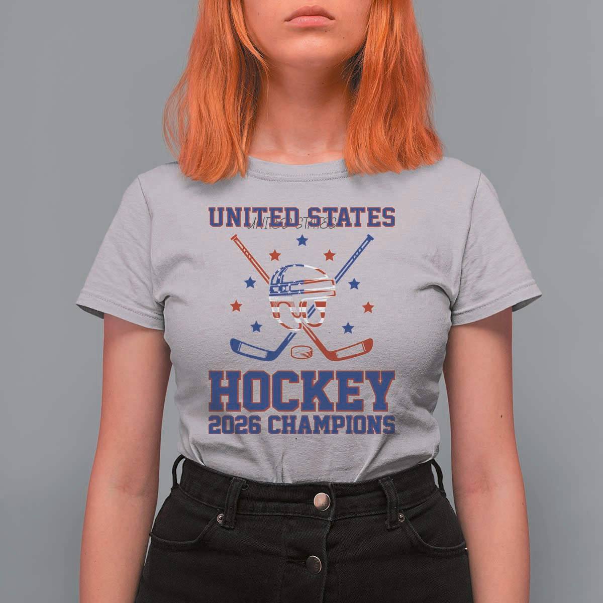 Hockey Champions 2026 T Shirt For Women Patriotic Ice Hockey Fan