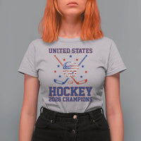Hockey Champions 2026 T Shirt For Women Patriotic Ice Hockey Fan