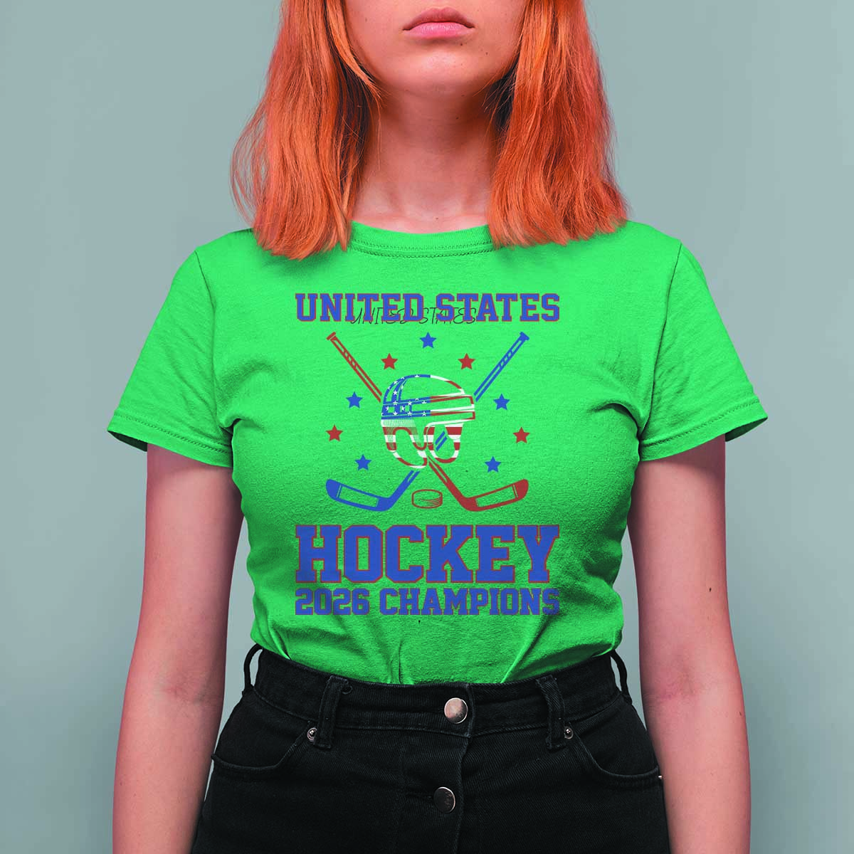 Hockey Champions 2026 T Shirt For Women Patriotic Ice Hockey Fan