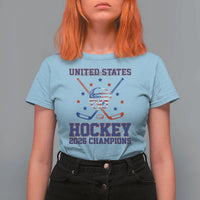Hockey Champions 2026 T Shirt For Women Patriotic Ice Hockey Fan