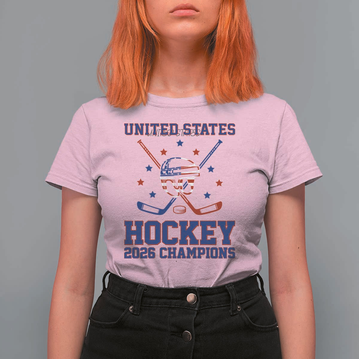 Hockey Champions 2026 T Shirt For Women Patriotic Ice Hockey Fan