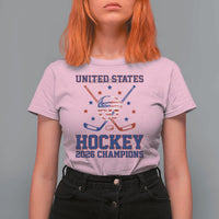 Hockey Champions 2026 T Shirt For Women Patriotic Ice Hockey Fan
