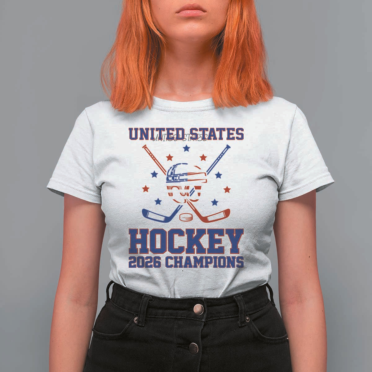 Hockey Champions 2026 T Shirt For Women Patriotic Ice Hockey Fan
