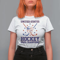 Hockey Champions 2026 T Shirt For Women Patriotic Ice Hockey Fan