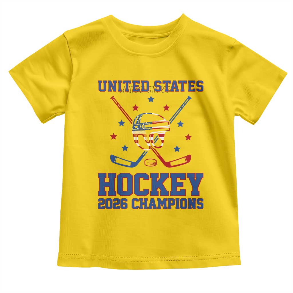 Hockey Champions 2026 Toddler T Shirt Patriotic Ice Hockey Fan