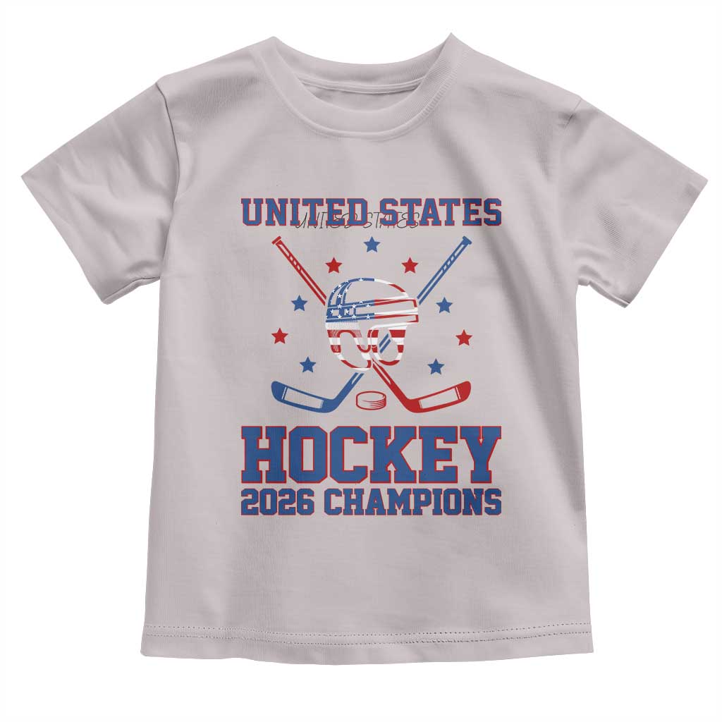 Hockey Champions 2026 Toddler T Shirt Patriotic Ice Hockey Fan