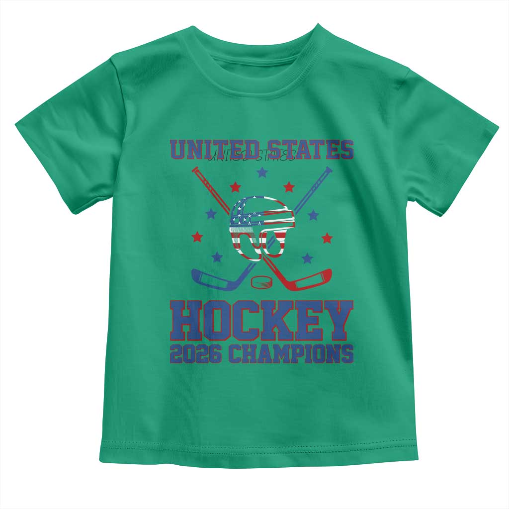 Hockey Champions 2026 Toddler T Shirt Patriotic Ice Hockey Fan