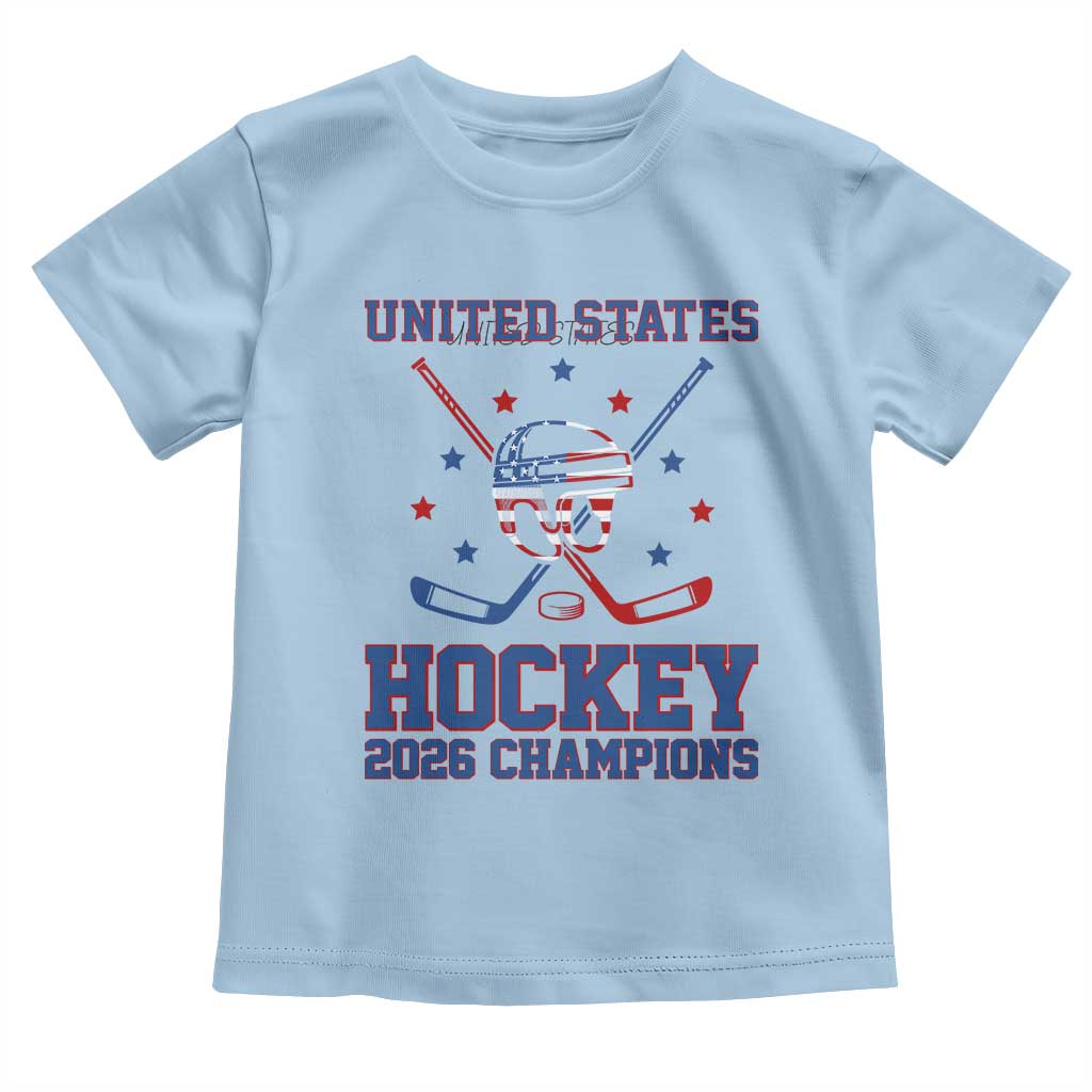 Hockey Champions 2026 Toddler T Shirt Patriotic Ice Hockey Fan