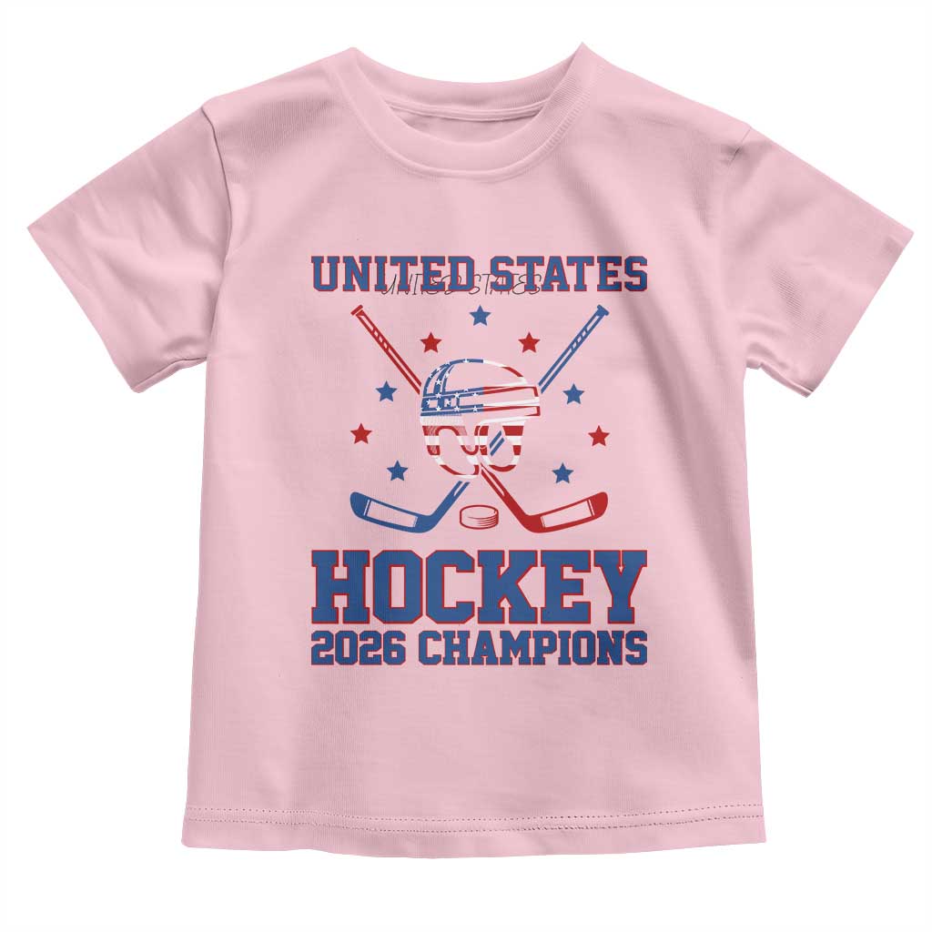 Hockey Champions 2026 Toddler T Shirt Patriotic Ice Hockey Fan