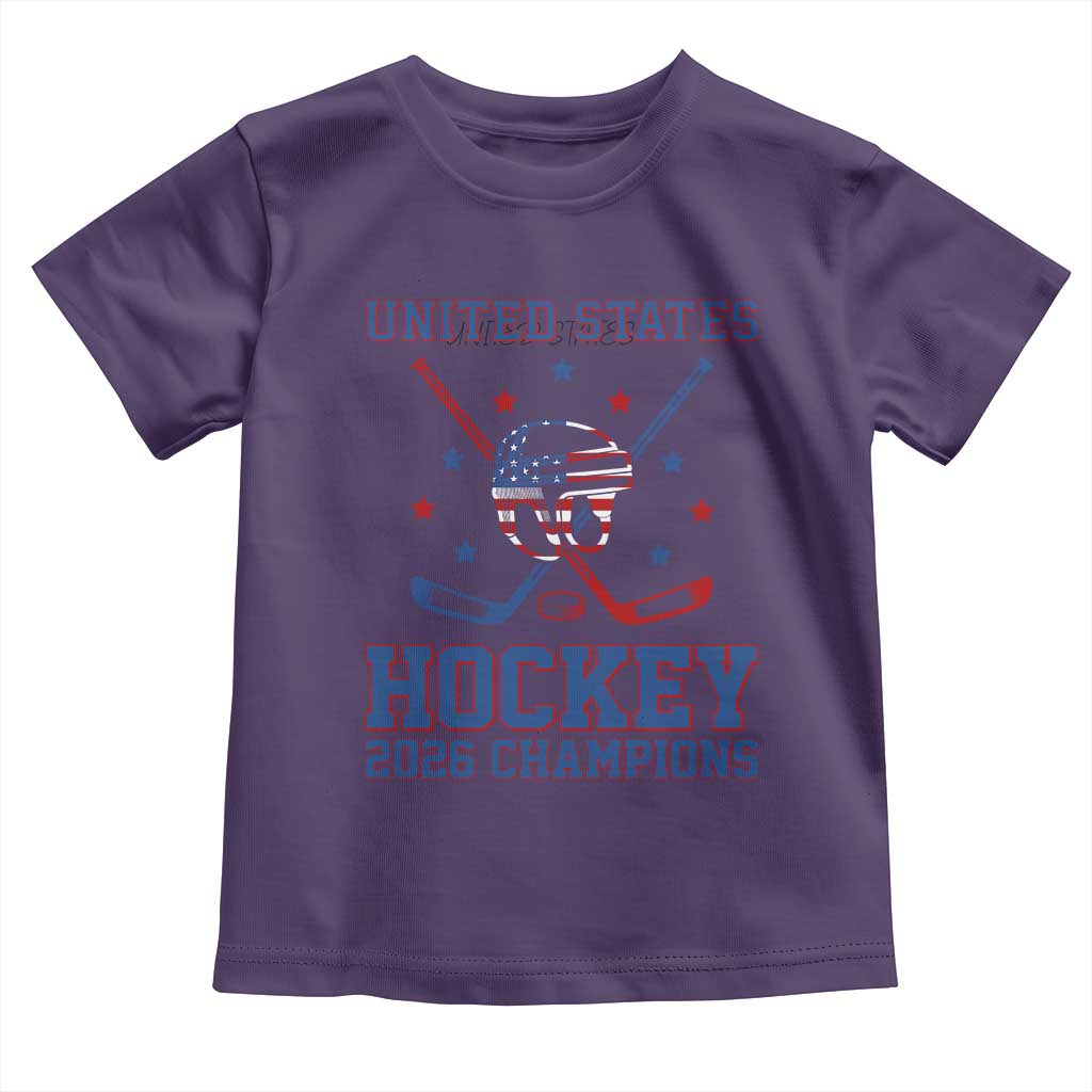 Hockey Champions 2026 Toddler T Shirt Patriotic Ice Hockey Fan