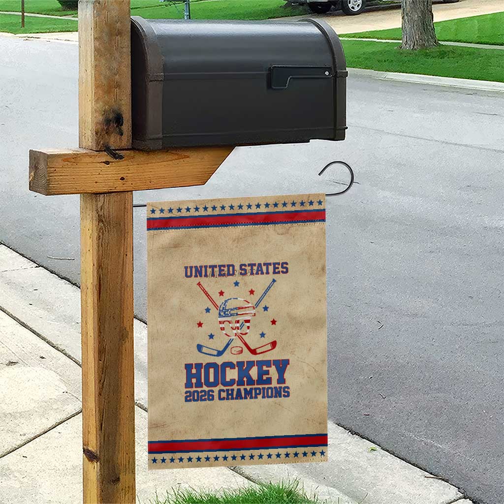 Hockey Champions 2026 Patriotic Garden Flag Ice Hockey Fan