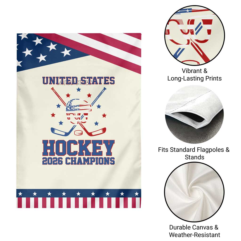 Hockey Champions 2026 Patriotic Garden Flag Ice Hockey Fan