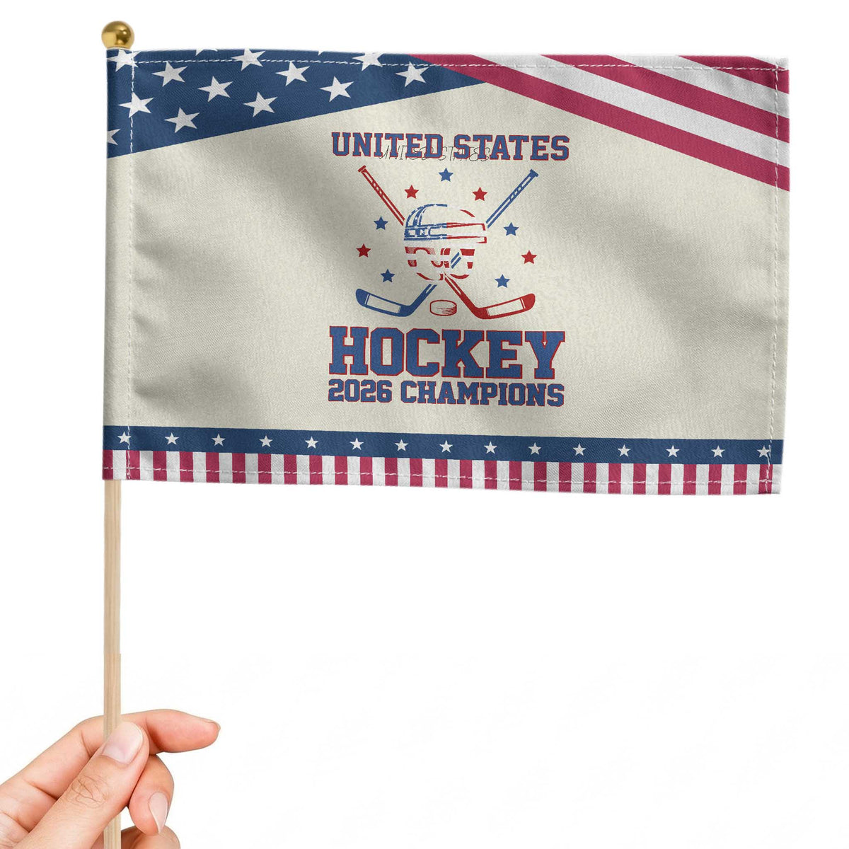 Hockey Champions 2026 Patriotic Handheld Flag Ice Hockey Fan