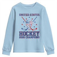 Hockey Champions 2026 Youth Sweatshirt Patriotic Ice Hockey Fan