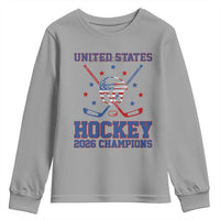 Hockey Champions 2026 Youth Sweatshirt Patriotic Ice Hockey Fan