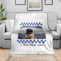 Hockey Mom Raccoon Iced Coffee Throw Blanket I Live Here Now