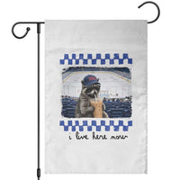 Hockey Mom Raccoon Iced Coffee Garden Flag I Live Here Now