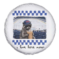 Hockey Mom Raccoon Iced Coffee Spare Tire Cover I Live Here Now