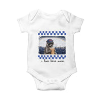 Hockey Mom Raccoon Iced Coffee Baby Onesie I Live Here Now