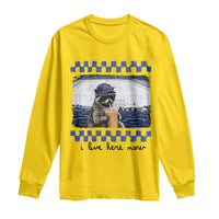 Hockey Mom Raccoon Iced Coffee Long Sleeve Shirt I Live Here Now