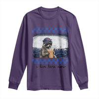 Hockey Mom Raccoon Iced Coffee Long Sleeve Shirt I Live Here Now