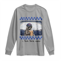Hockey Mom Raccoon Iced Coffee Long Sleeve Shirt I Live Here Now