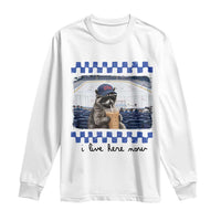 Hockey Mom Raccoon Iced Coffee Long Sleeve Shirt I Live Here Now