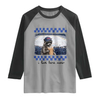 Hockey Mom Raccoon Iced Coffee Raglan Shirt I Live Here Now