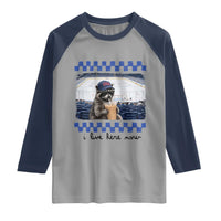 Hockey Mom Raccoon Iced Coffee Raglan Shirt I Live Here Now