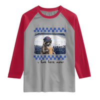 Hockey Mom Raccoon Iced Coffee Raglan Shirt I Live Here Now