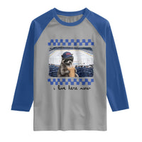 Hockey Mom Raccoon Iced Coffee Raglan Shirt I Live Here Now