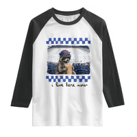 Hockey Mom Raccoon Iced Coffee Raglan Shirt I Live Here Now