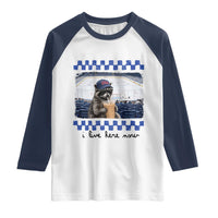 Hockey Mom Raccoon Iced Coffee Raglan Shirt I Live Here Now