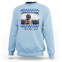 Hockey Mom Raccoon Iced Coffee Sweatshirt I Live Here Now