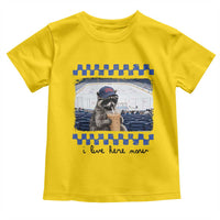 Hockey Mom Raccoon Iced Coffee Toddler T Shirt I Live Here Now