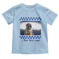 Hockey Mom Raccoon Iced Coffee Toddler T Shirt I Live Here Now