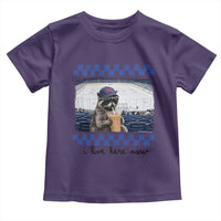 Hockey Mom Raccoon Iced Coffee Toddler T Shirt I Live Here Now