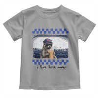 Hockey Mom Raccoon Iced Coffee Toddler T Shirt I Live Here Now