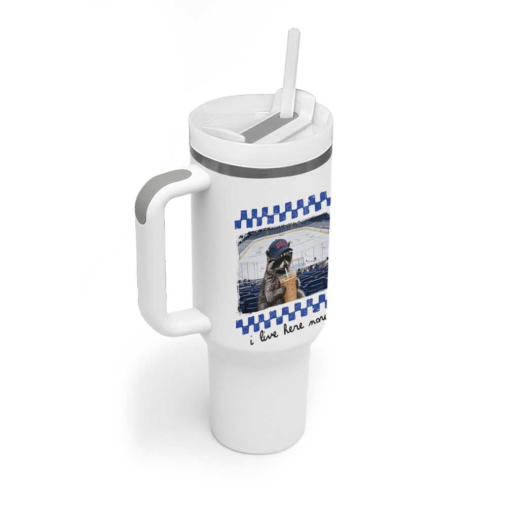 Hockey Mom Raccoon Iced Coffee Tumbler With Handle I Live Here Now