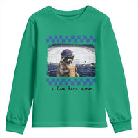 Hockey Mom Raccoon Iced Coffee Youth Sweatshirt I Live Here Now