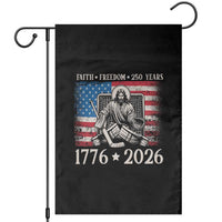 250 Years Faith and Freedom Christian Garden Flag Jesus Hockey Player 4th of July American Flag