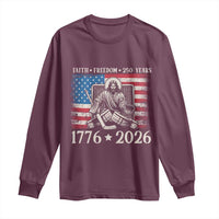 250 Years Faith and Freedom Christian Long Sleeve Shirt Jesus Hockey Player 4th of July American Flag