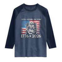 250 Years Faith and Freedom Christian Raglan Shirt Jesus Hockey Player 4th of July American Flag